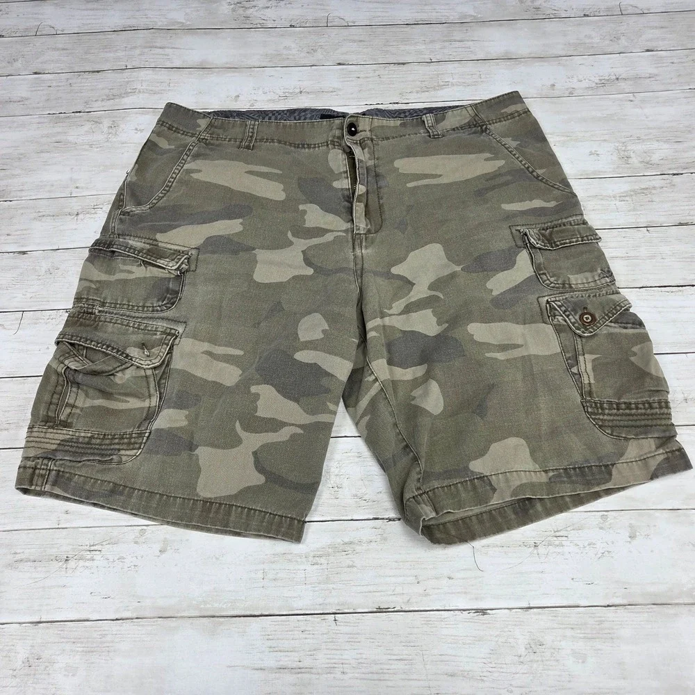 Op Ocean Pacific Camo Cargo Shorts Utility Men 40 Green Camouflage Cotton